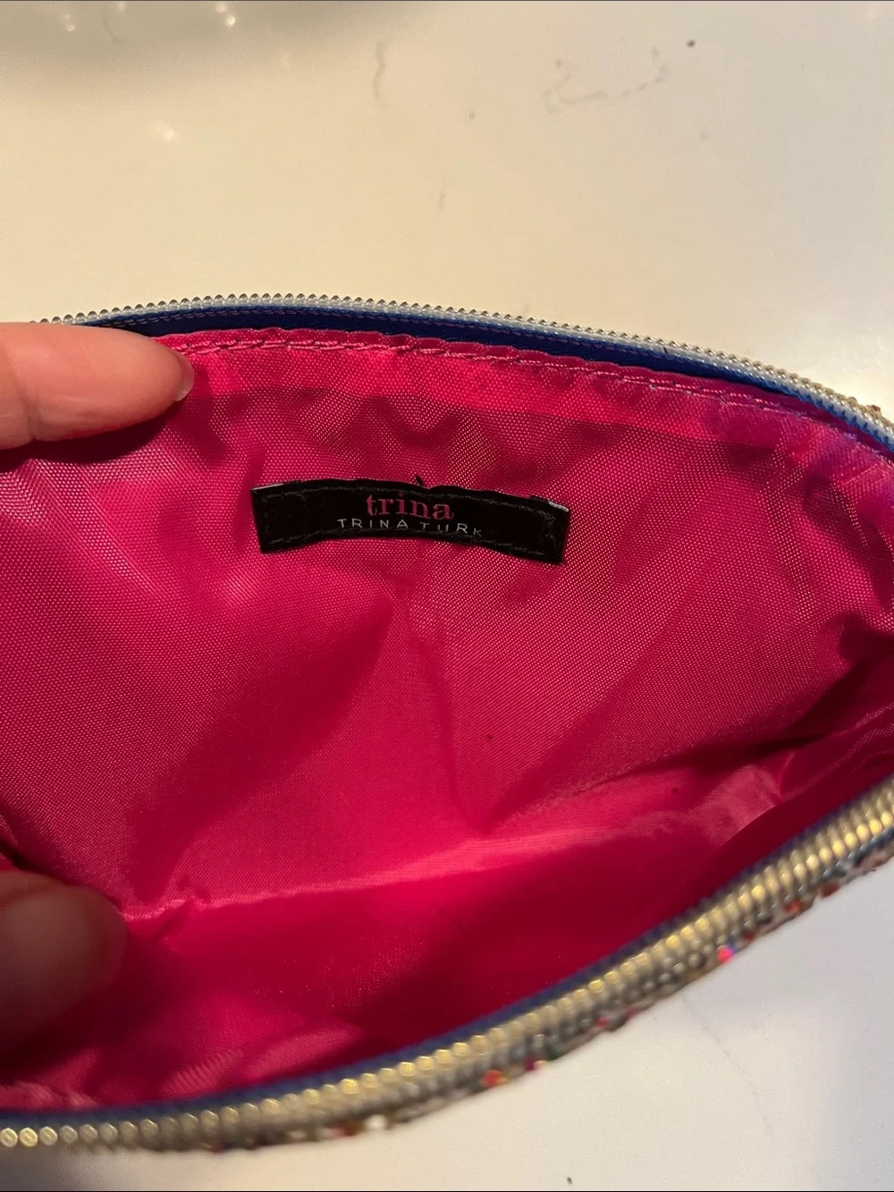 Trina Turk Multicolor Glitter Cosmetic Pouch